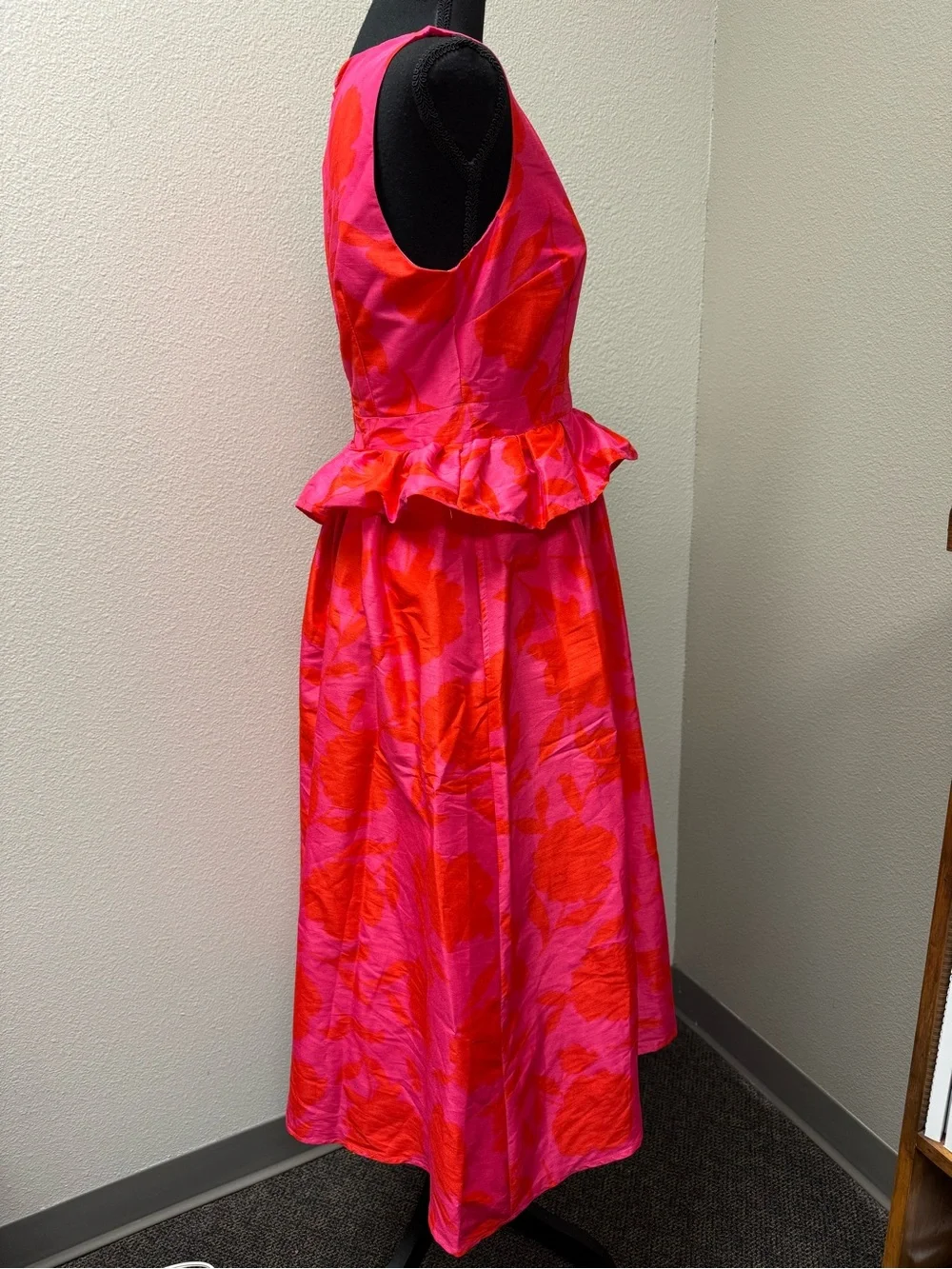NWT Kate Spade x Target Rose Peplum Midi Dress Pink Red Floral Size 4 Pockets